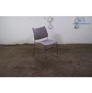 Casala | Kantinestoel | Tweedehands | Grijs gestoffeerd | Cromen frame | KS302