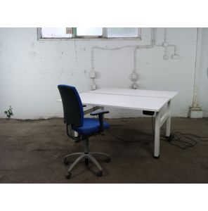 Duo werkplek | Bureau | Schaffenburg | Wit blad | Wit frame | Elektrisch verstelbaar | 160x80 cm | BT424
