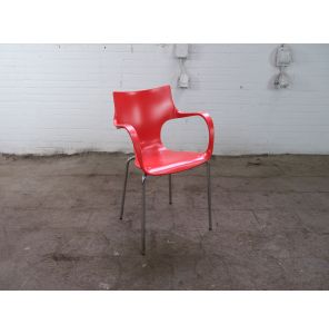 ACTA | Design | Kantinestoel | Tweedehands | Rode kuip | Verchroomd frame | KS267