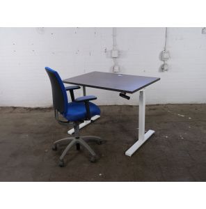 Voortman | Tweedehands | Bureau | Slingerverstelbaar | Antraciet eiken blad | Wit frame | BT431