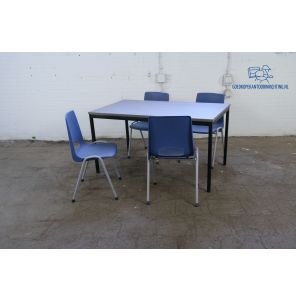 De Valk | Kantinetafel | Tweedehands | Nieuw Logan eiken blad | Zwart frame | KT268