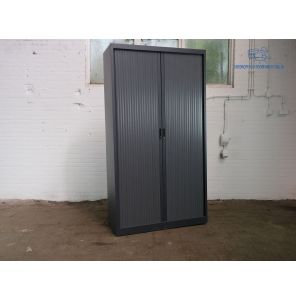 Hoge roldeurkast | Jong gebruikt | 4 legborden | Antraciet | HK100