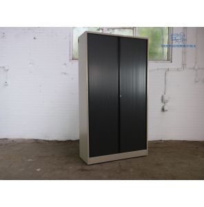 Roldeurkast | Tweedehands | Beige/donkerbruin | 4 legborden | HK237