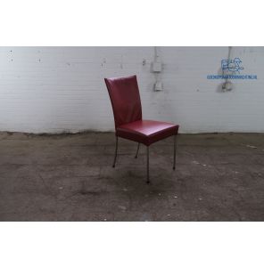 Plantagie | Vergaderstoel | Tweedehands | Leder | Bordeaux rood | RVS frame | VS345