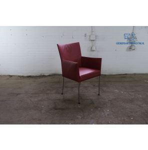 Plantagie | Vergaderstoel | Tweedehands | Leder | Bordeaux rood | RVS frame | VS346