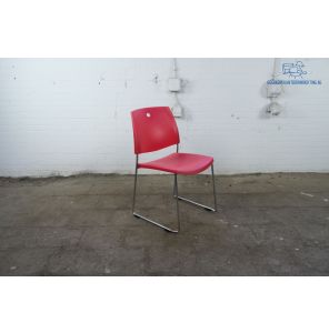 TRENDOFFICE | Kantinestoel | Gebruikt | Rood | Stapelbaar | Chrome frame | KS280