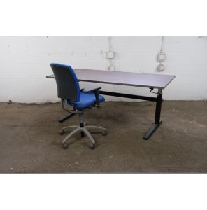 Mibra | Bureau | Tweedehands | Logan eiken blad | Zwart frame | 180x80 cm | BT463