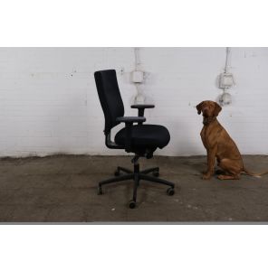 Schaffenburg | Bureaustoel | Zwart gestofferd | Zwart frame | Schuifzitting | BS355