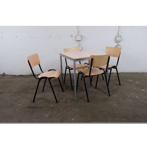 Kantinetafel | Tweedehands | Berken blad | Zilvergrijs frame | KT286