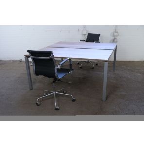 Voortman | 2 werkplekken | Tweedehands | Donker halifax tabak blad | Zilvergrijs frame | 160x165 cm | BT468