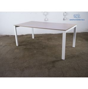 Vergadertafel | Voortman | Z.G.A.N. | 200x100 | Wit frame | Nebraska grijs eiken blad | VT241