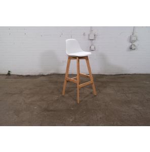 Kruk | Tweedehands | Wit PU kuntleder | Hout frame | OS271