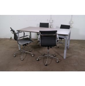 Vergadertafel | Tweedehands | Antraciet eiken blad | Zilvergrijs frame | VT299