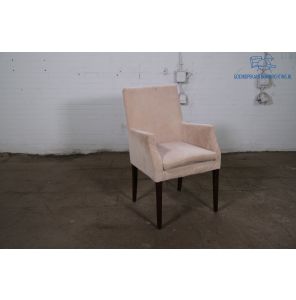 Eetkamerstoel | Tweedehands | Beige gestoffeerd | Eiken hout poten | OS274