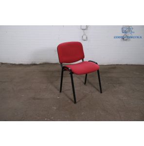 Vergader/ kantinestoel | Tweedehands | Rood gestoffeerd | Zwart frame | Zonder armleuningen | KS289