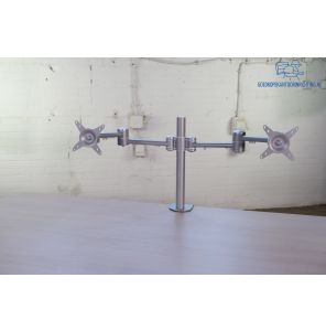 Dubbele Monitorsteun | Tweedehands | Zilvergrijs | Hoogte verstelbaar | KI264