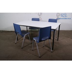 Kantinetafel | Tweedehands | Wit blad | Zwart frame | KT305