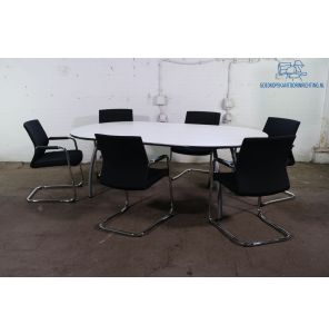 Assenburg | Vergadertafel | Tweedehands | Ahorn blad/ ovaal | Grijs frame | VT305