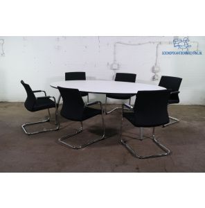 Assenburg | Vergadertafel | Tweedehands | Ahorn blad/ ovaal | Grijs frame | VT306