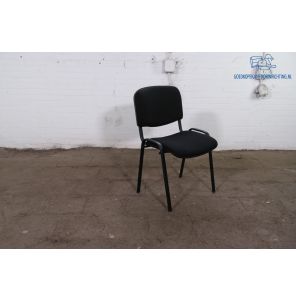 Kantinestoel | Tweedehands | Zwart gestoffeerd | Zwart frame | Zonder armleuningen | KS298