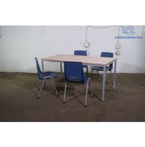 Kantinetafel | Tweedehands | NIEUW Halifax blad | Zilvergrijs frame | KT306