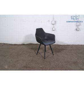 Alma design | Kantinestoel | Tweedehands | Donkergrijze kuip | Zwart frame | KS300