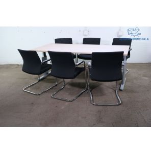  Vergadertafel | Tweedehands | Robson eiken blad/ nieuw | Zilvergijs frame | VT318