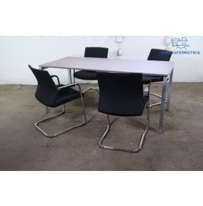  Vergadertafel | Tweedehands | Donker eiken blad | Zilvergijs frame | VT319