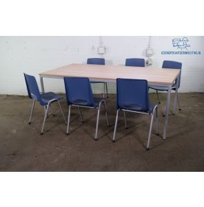 De Valk | Kantinetafel | Tweedehands | Havanna blad | Zilvergrijs frame | KT310