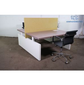 Drentea Emmen | Bureau / duo | Tweedehands | Grijs eiken blad | Wit frame | BT494