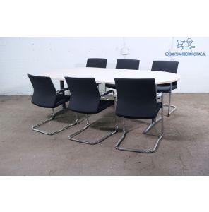  Ahrend | Vergadertafel | Tweedehands | Rustiek eiken blad | Grijs frame | VT320