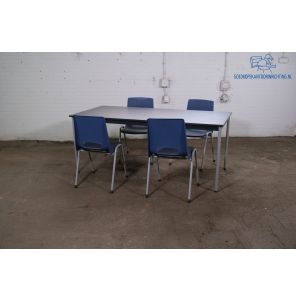 Kantinetafel | Tweedehands | Shadow dark eiken blad | Grijs frame | KT312