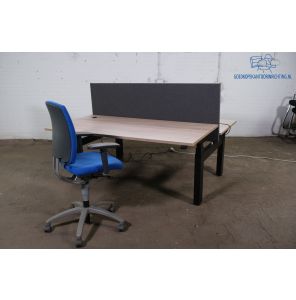 Zit/ sta | Elektrisch | Bureau / duo | Tweedehands | Robson eiken blad | Zwart frame | BT499