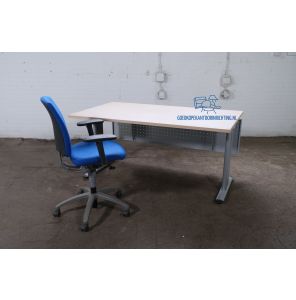 Bureau | Tweedehands | Licht eieken blad | Grijs frame | BT502