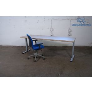Bureau Robson eiken 220x80 grijze T-poot verstelbaar tweedehands