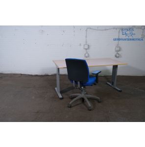 Bureau 160x80 ahorn blad grijze T-poot handmatig verstelbaar