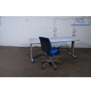 Handmatig verstelbaar bureau 180x80 cm – Robson eiken, grijze T-poot