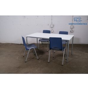 Tweedehands kantinetafel 160x80 cm wit blad zilvergrijs frame