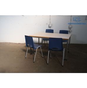 Tweedehands Kantinetafel Ahorn 140x80 cm Zilvergrijs Frame