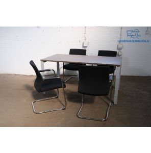 Tweedehands Vergadertafel Verstelbaar 160x80 cm Antraciet Eiken Zilvergrijs