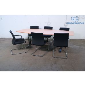Tweedehands Tonvormige Vergadertafel Verstelbaar Kersen 240x120 cm