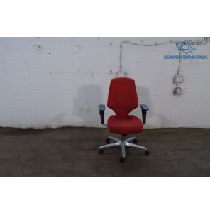 Tweedehands Giroflex 64 Bureaustoel Rood Suède 4D Armleggers