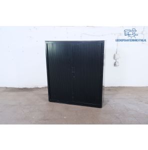 Tweedehands Assenburg Roldeurkast Zwart Kersen Topblad 136x120x47 cm