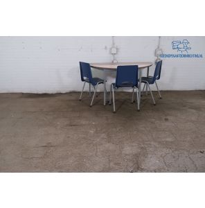 Tweedehands Halfronde Kantinetafel Rustiek Halifax 140x70 cm Zilvergrijs