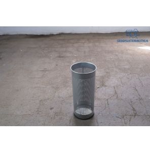 Tweedehands Geperforeerde Prullenbak Zilvergrijs 33 Liter Ø26 x H62 cm