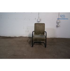 Tweedehands Luxe Vergaderstoel Groen Microvezel Sledeframe
