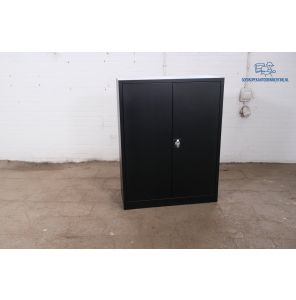 Tweedehands Ronis Draaideurkast Zwart 120 cm 2 Legborden