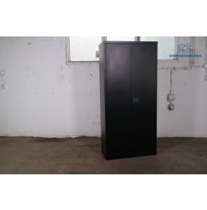 Tweedehands Hoge Draaideurkast Zwart 195 cm 4 Legborden