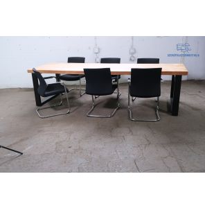Tweedehands Royale Vergadertafel 300x100 Mango Blad Zwart Frame