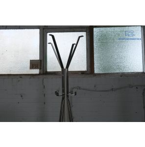 Tweedehands Staande Kapstok Chroom met Witte Details 12 Haakjes 194 cm
